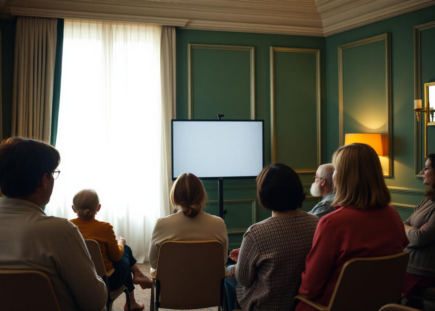 A small-group attending an evening wellness education talk